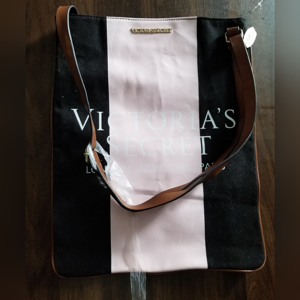 Victoria's Secret Black and Light Pink Tote